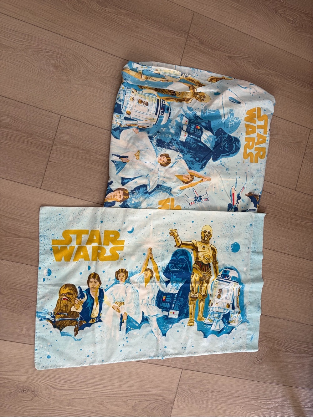VintageStar Wars Blue & Gold Kids Fabric Bedding Pillowcase Set - Official Style